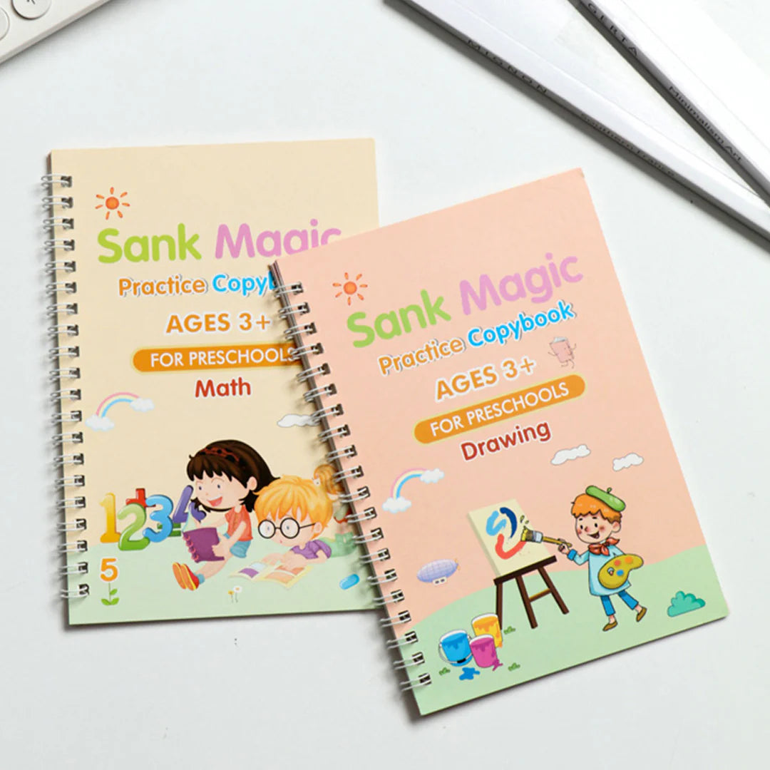 3 in 1 Kids Learning Combo Deal – LCD Writing Tablet + Sank Magic Practice Copybooks + Magic Water Coloring Book | Educational Learning Set for Kids Royal Stationery Mart