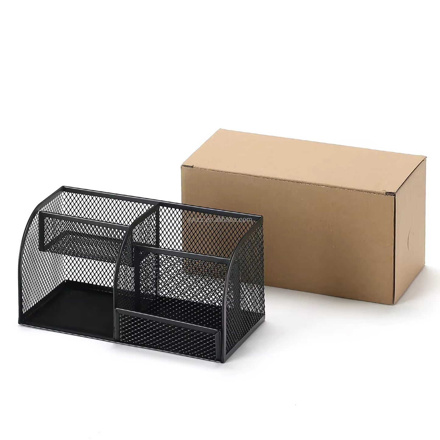 Metal Mesh Desk Organizer Pen Holder Multi Compartment Desktop Storage Box for Office School Home