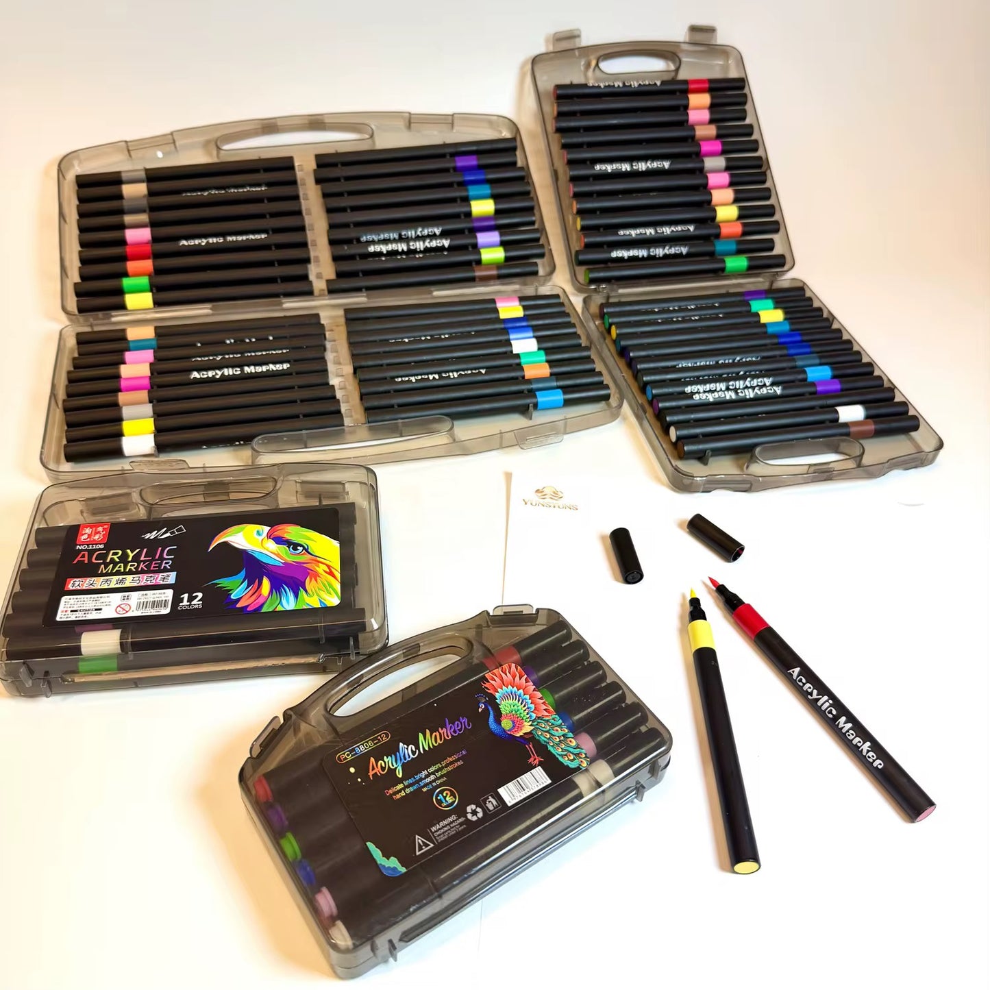 Acrylic Markers 12 Colours | Soft Brush Tip Royal Stationery Mart