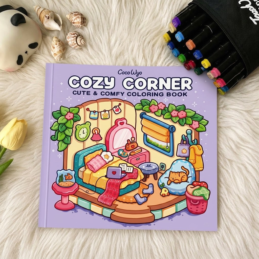 Cozy Colouring Book for Kids Teens & Adults | Relaxing Cute Coloring Pages | Perfect Gift for Art Lovers Royal Stationery Mart