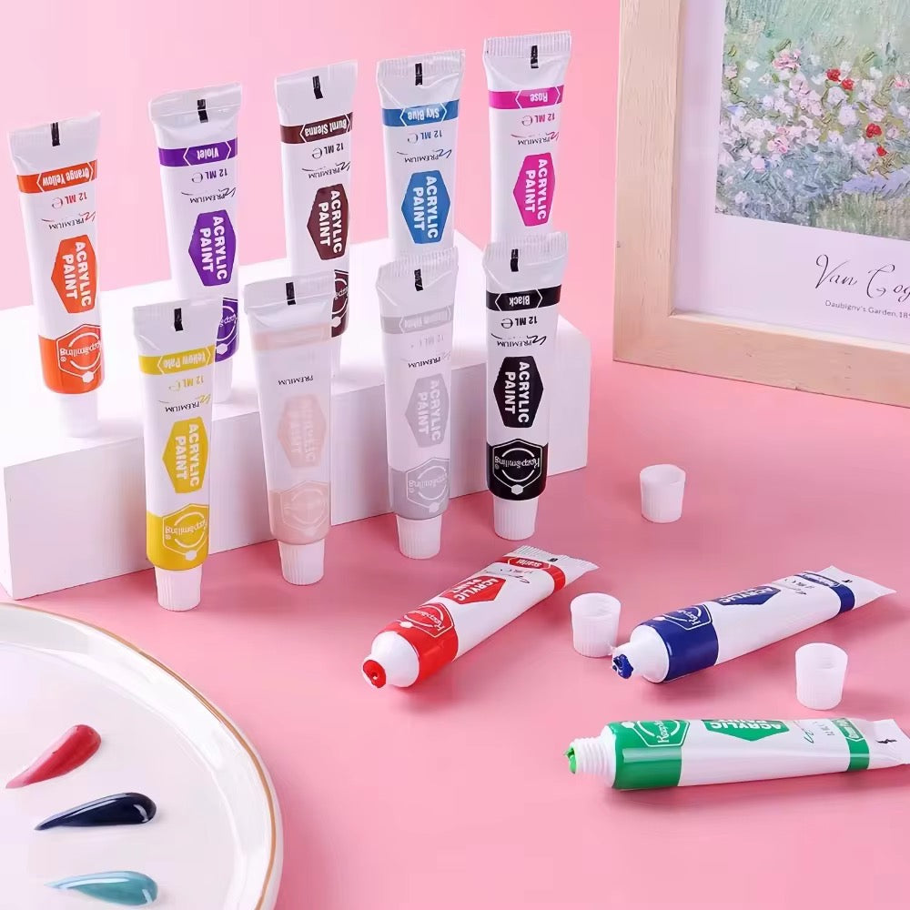 Acrylic Paint Set for Artists, Kids & Beginners | 6 To 24 KeepSmiling Rich Pigment Fast Drying Acrylic Paint for Canvas, Painting & DIY Art
