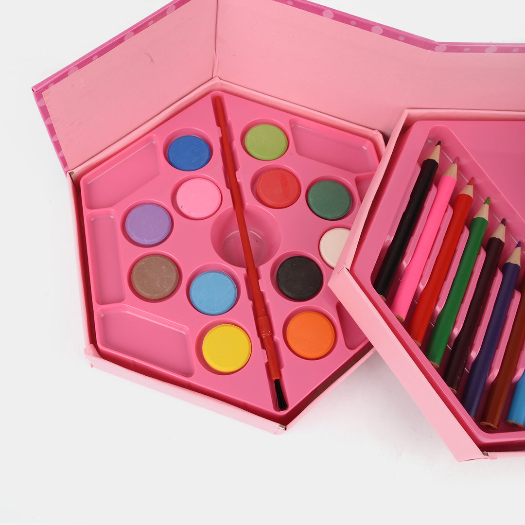 46 Pieces Kids Colouring Kit | Foldable Step Style Colouring Set For Boys And Girls