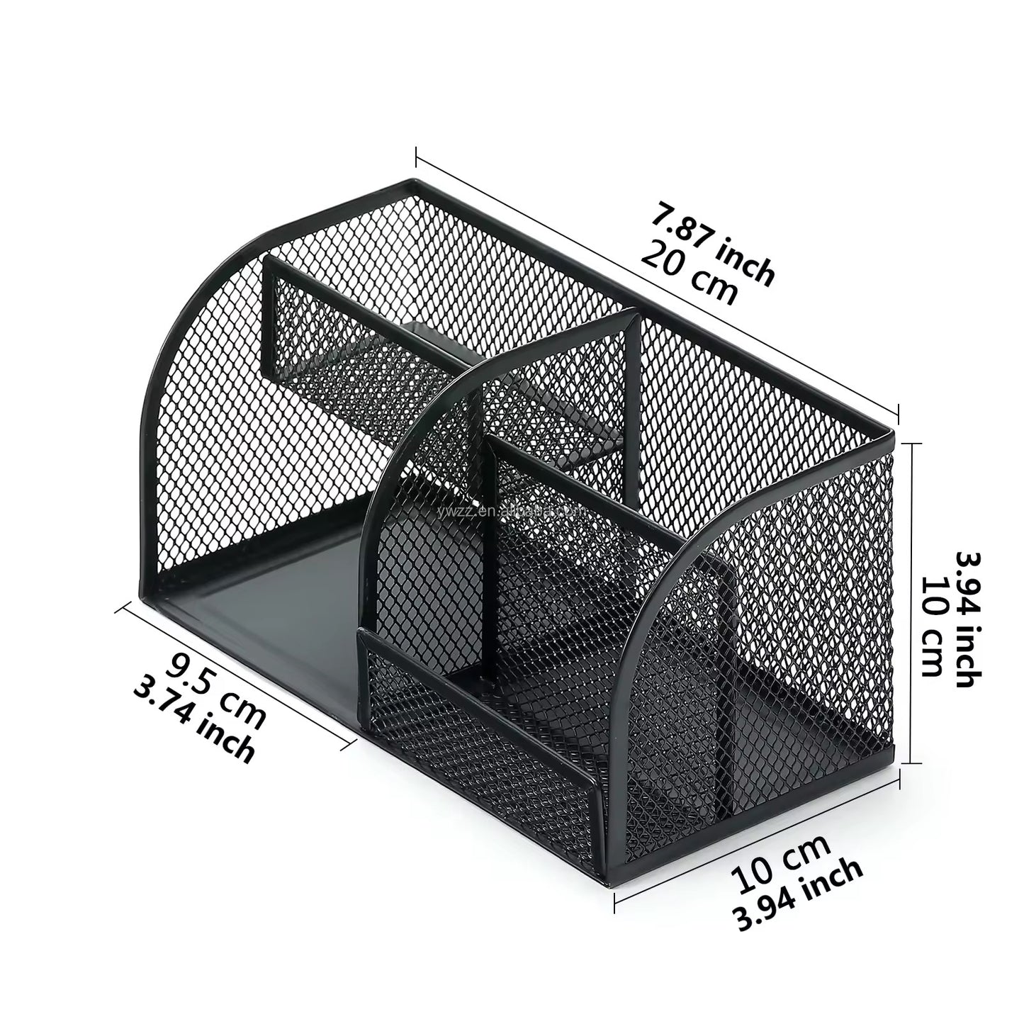 Metal Mesh Desk Organizer Pen Holder Multi Compartment Desktop Storage Box for Office School Home