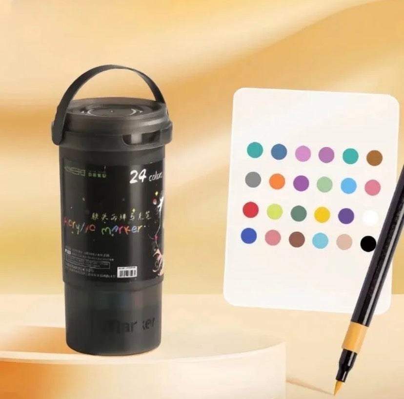 24 Colour Acrylic Paint Markers Set | Single Tip Waterproof Quick Dry Acrylic Pens for Canvas, Rock Painting, Wood, Glass, Ceramic & DIY Crafts