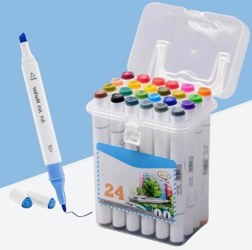 Dual Tip Alcohol Markers | Fine + Chisel Tip Markers | Sketching Markers For Artists And Beginners