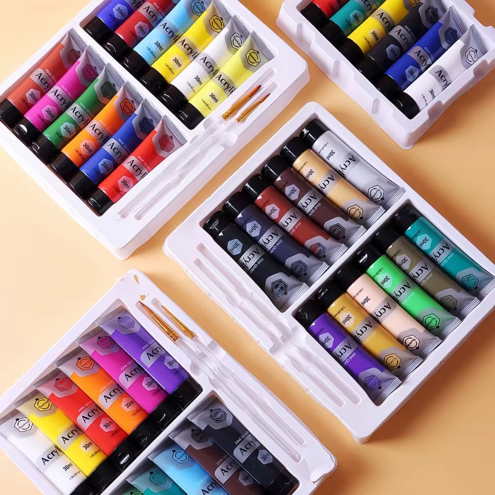 Acrylic Paint Set for Artists, Kids & Beginners | 6 To 24 KeepSmiling Rich Pigment Fast Drying Acrylic Paint for Canvas, Painting & DIY Art