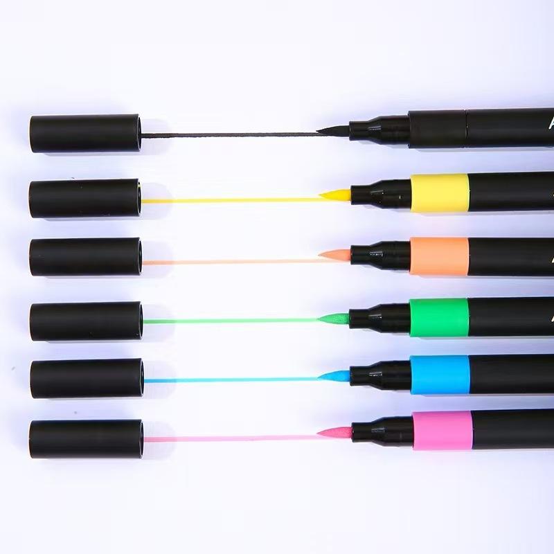 24 Colour Acrylic Paint Markers Set | Single Tip Waterproof Quick Dry Acrylic Pens for Canvas, Rock Painting, Wood, Glass, Ceramic & DIY Crafts