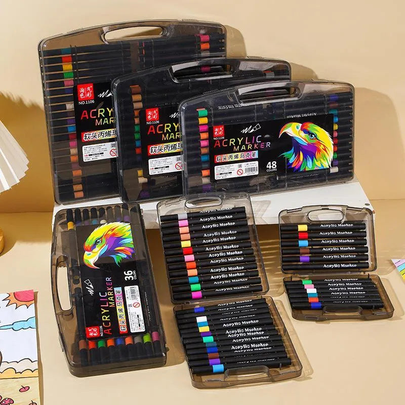 Acrylic Paint Markers Set 12 to 120 Colours | Black Case Style Acrylic Markers | Acrylic Pens for Rock Painting, Canvas, Wood, Glass, Ceramic & DIY Crafts Royal Stationery Mart