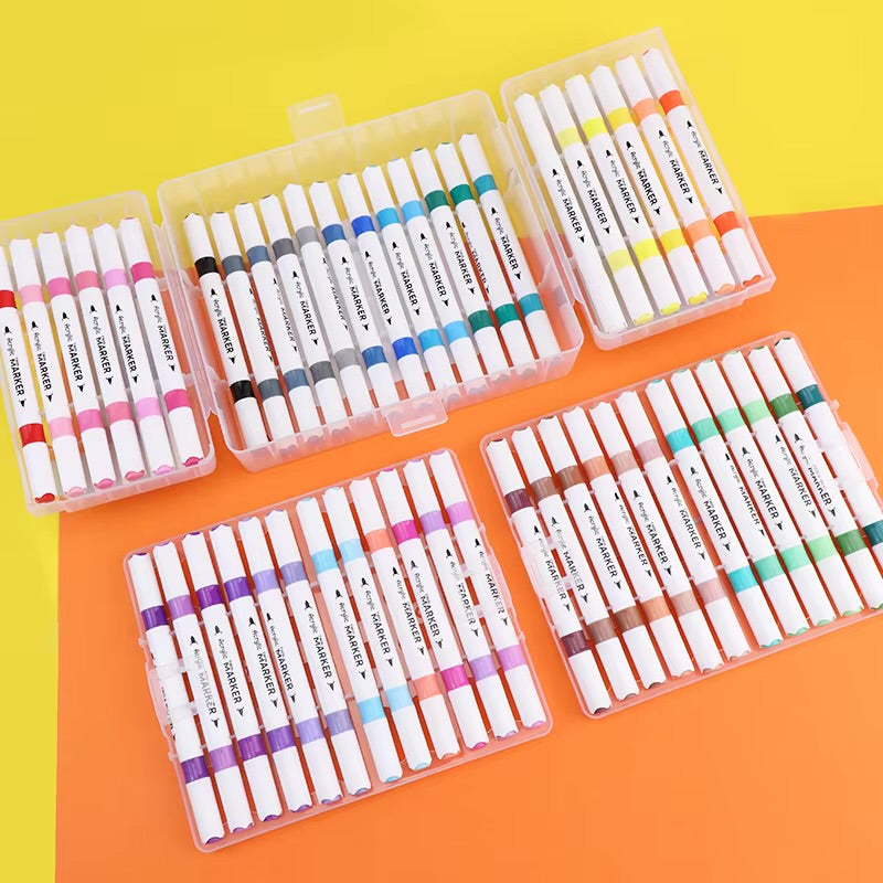 Dual Tip Acrylic Markers | Fine + Brush Tip Markers For Beginners And Artists