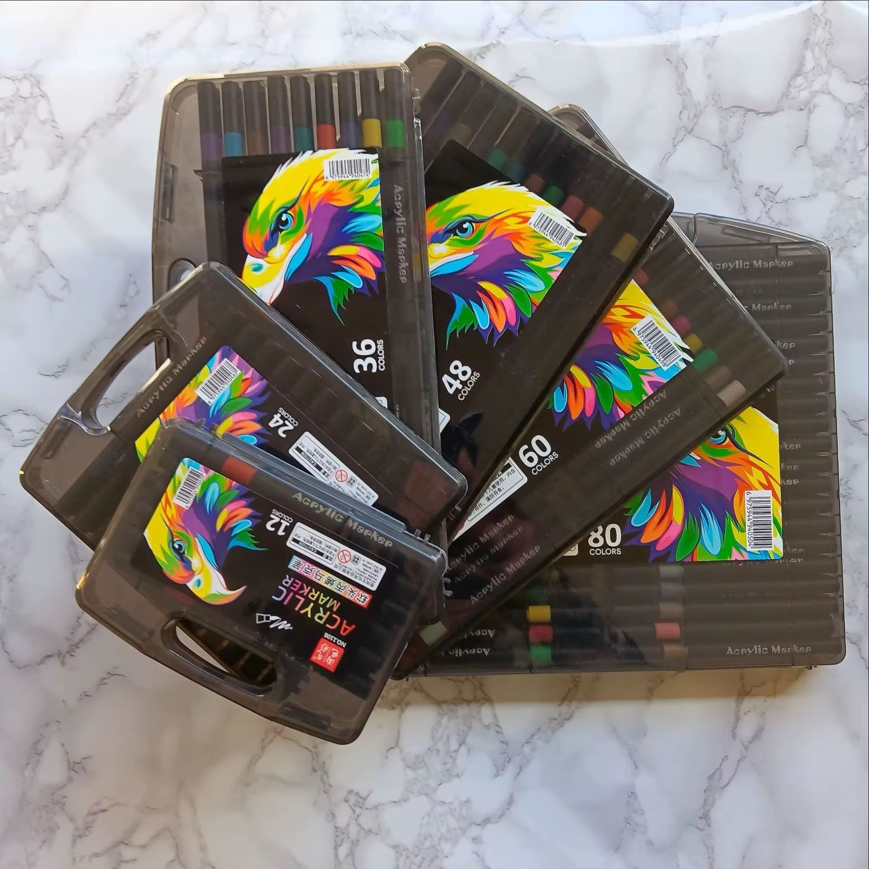 Acrylic Paint Markers Set 12 to 120 Colours | Black Case Style Acrylic Markers | Acrylic Pens for Rock Painting, Canvas, Wood, Glass, Ceramic & DIY Crafts Royal Stationery Mart