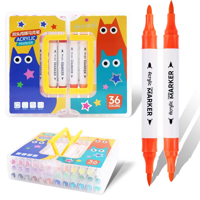 Dual Tip Acrylic Markers | Fine + Brush Tip Markers For Beginners And Artists