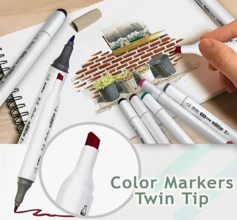 Dual Tip Alcohol Markers | Fine + Chisel Tip Markers | Sketching Markers For Artists And Beginners