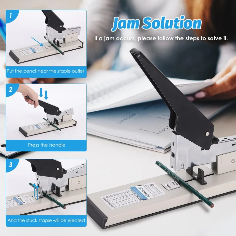 Heavy Duty Binding Stapler 23/24 Long Arm Stapler Machine for Book Binding Office Files Registers School Projects & Commercial Use