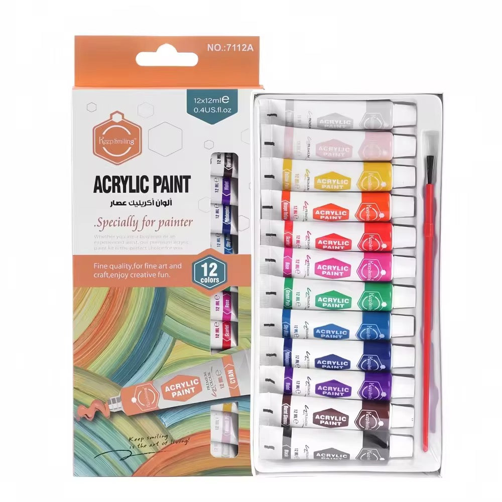 Acrylic Paint Set for Artists, Kids & Beginners | 6 To 24 KeepSmiling Rich Pigment Fast Drying Acrylic Paint for Canvas, Painting & DIY Art