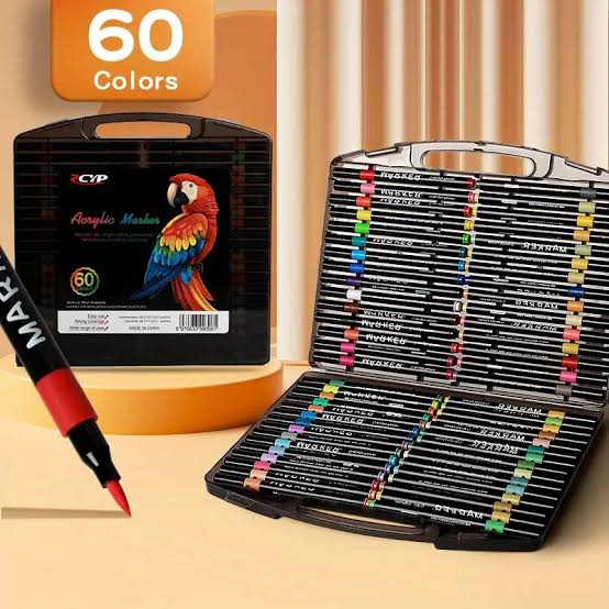 Acrylic Paint Markers Set 12 to 120 Colours | Black Case Style Acrylic Markers | Acrylic Pens for Rock Painting, Canvas, Wood, Glass, Ceramic & DIY Crafts Royal Stationery Mart