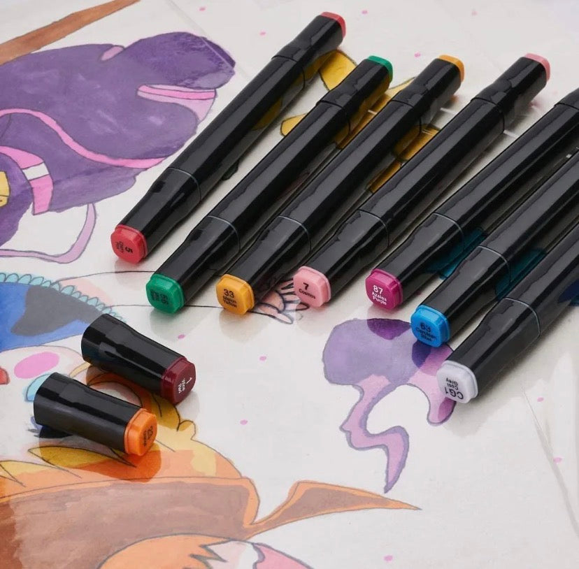 120 Colours Dual Tip Sketch Markers | Fine + Chisel Tip Dual Sided Pens Royal Stationery Mart