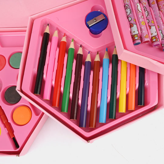 46 Pieces Kids Colouring Kit | Foldable Step Style Colouring Set For Boys And Girls