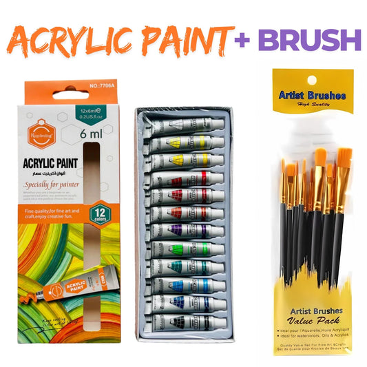 Acrylic Paint Set With Brushes | Paint Kit For Artists And Beginners