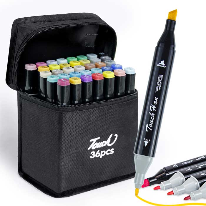 Dual Tip Sketch Markers Set | Alcohol-Based Markers | Fine + Broad Tip | Double Head Art Pens for Kids & Adults Coloring Royal Stationery Mart
