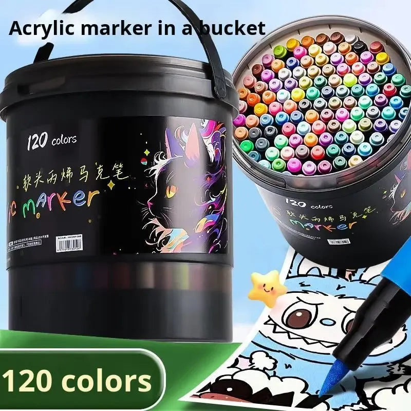Acrylic Paint Markers Set 12 to 120 Colours | Waterproof Quick Dry Acrylic Pens Work On All Surfaces Royal Stationery Mart