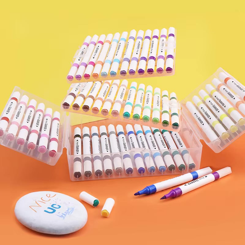 Dual Tip Acrylic Markers | Fine + Brush Tip Markers For Beginners And Artists