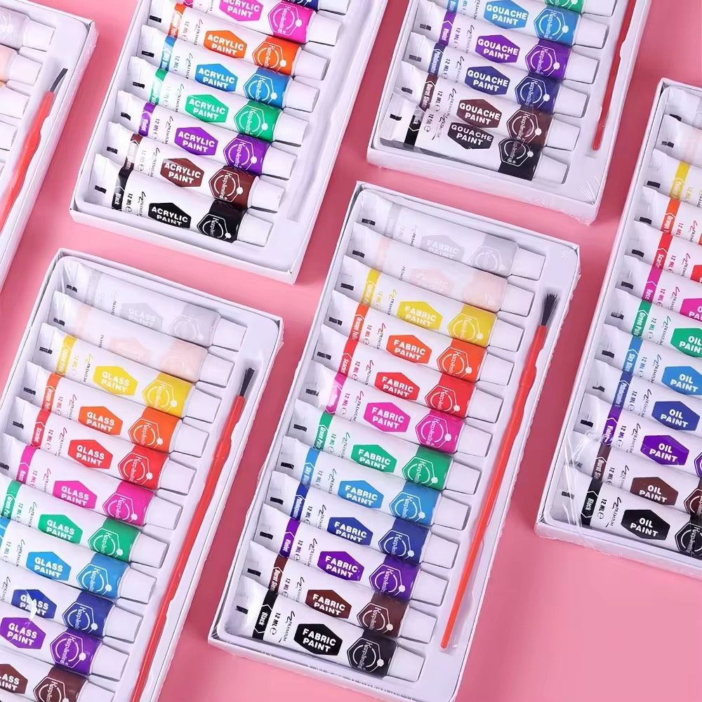 Acrylic Paint Set for Artists, Kids & Beginners | 6 To 24 KeepSmiling Rich Pigment Fast Drying Acrylic Paint for Canvas, Painting & DIY Art