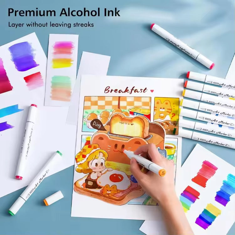 Dual Tip Alcohol Markers | Fine + Chisel Tip Markers | Sketching Markers For Artists And Beginners