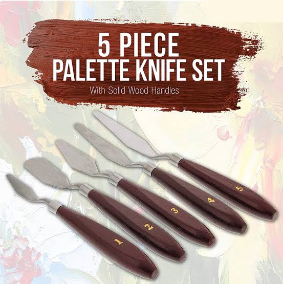 5 Piece Palette Knife Set for Acrylic & Oil Painting | Stainless Steel Painting Spatula with Wooden Handles for Canvas, Texture Art, Mixing Colors & Professional Artists Royal Stationery Mart