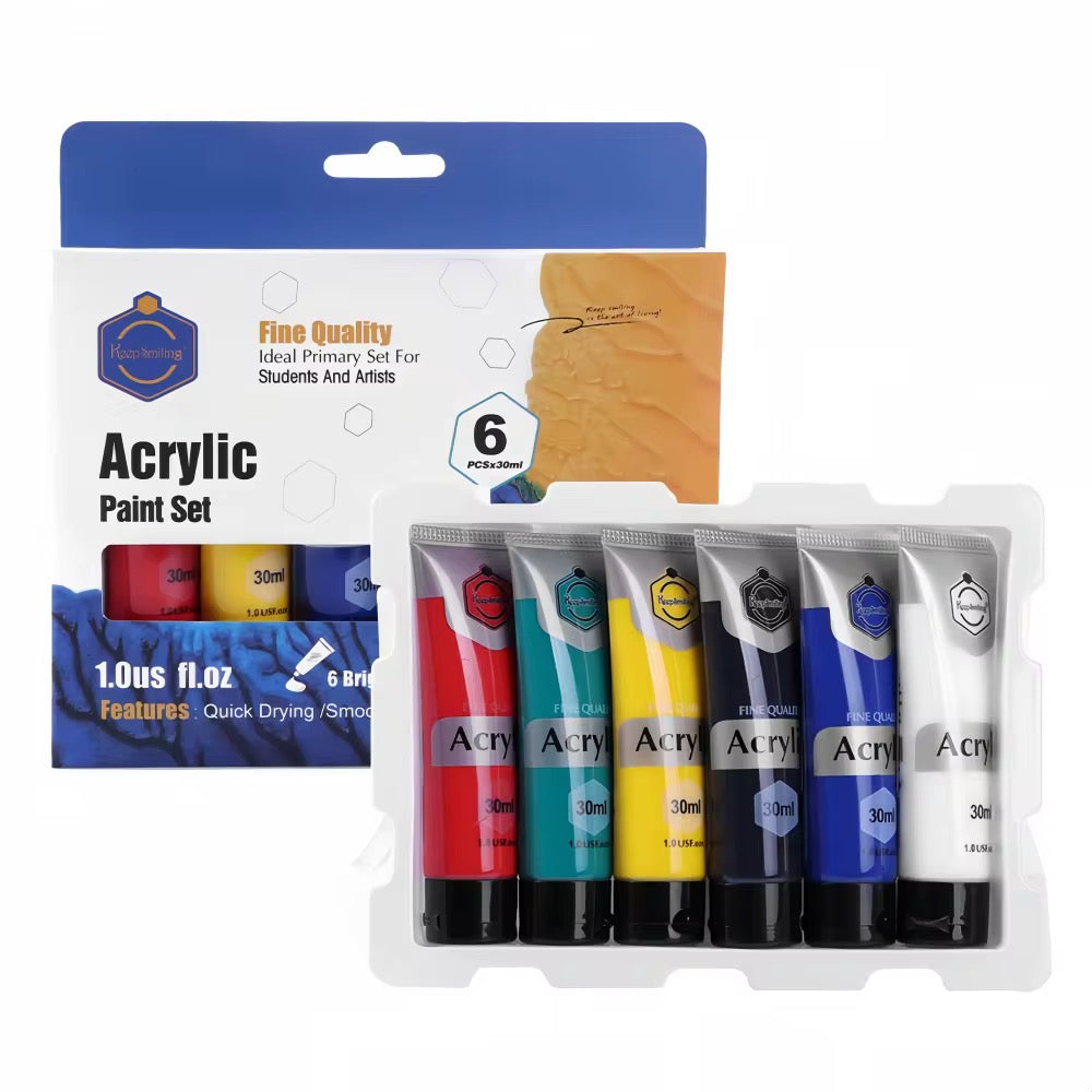 Acrylic Paint Set for Artists, Kids & Beginners | 6 To 24 KeepSmiling Rich Pigment Fast Drying Acrylic Paint for Canvas, Painting & DIY Art