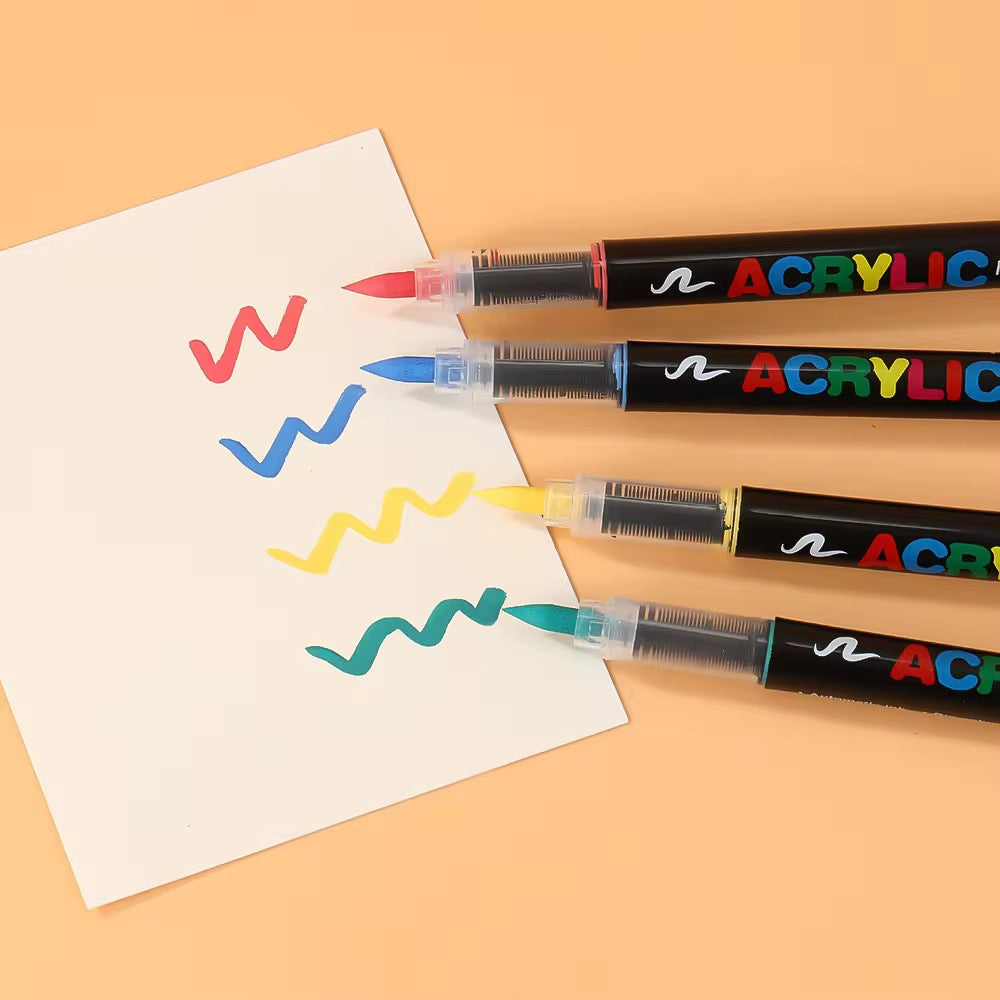 Acrylic Brush Tip Paint Markers | Premium Water-Based Paint Pens | Works on Paper, Wood, Canvas, Glass, Ceramic, Stone & Plastic | Flexible Brush Tip | Quick Dry | Non-Toxic Royal Stationery Mart