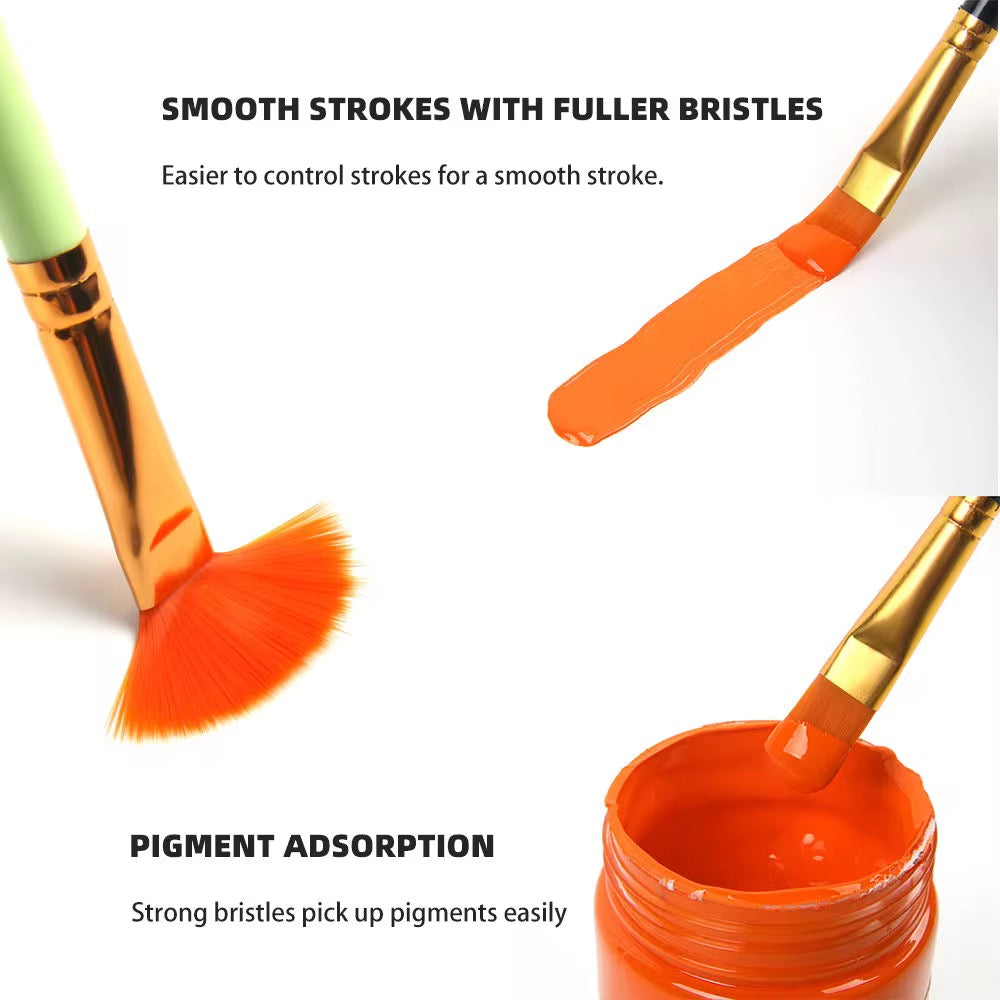 Acrylic Paint 12x6ML + Paint Brushes Bundle Royal Stationery Mart