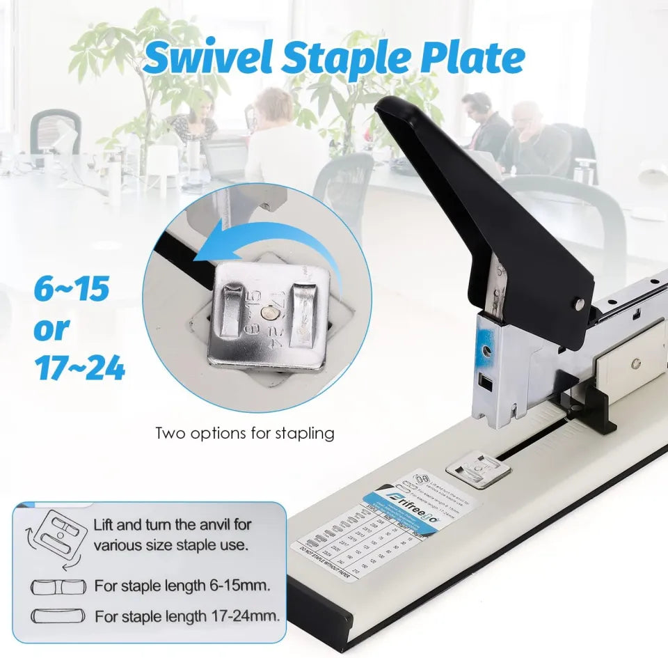 Heavy Duty Binding Stapler 23/24 Long Arm Stapler Machine for Book Binding Office Files Registers School Projects & Commercial Use
