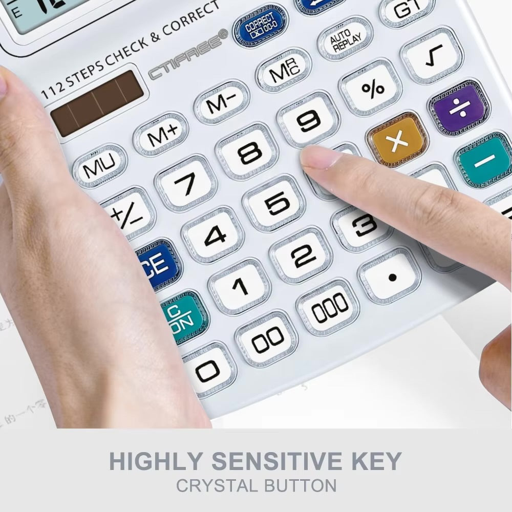 CTIFREE SDC-3833C Desktop Calculator Extra Large 14 Digit Display High Quality Office Calculator Dual Power Solar & Battery Check and Correct Function Heavy Duty Professional Calculator