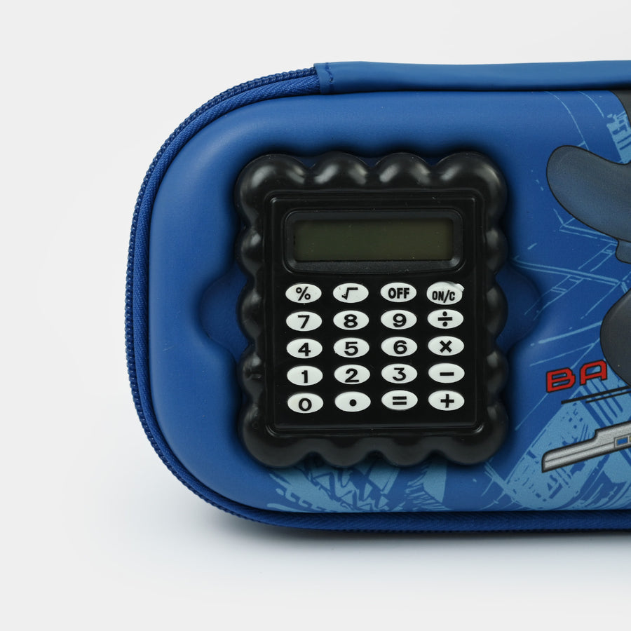 Calculator Pouch Pencil Box Hard Case Stationery Organizer with Built In Calculator Zipper Storage Case for School Students Office Use Durable Design Royal Stationery Mart