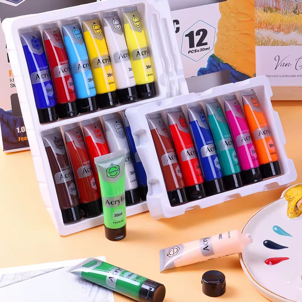 Acrylic Paint Set for Artists, Kids & Beginners | 6 To 24 KeepSmiling Rich Pigment Fast Drying Acrylic Paint for Canvas, Painting & DIY Art