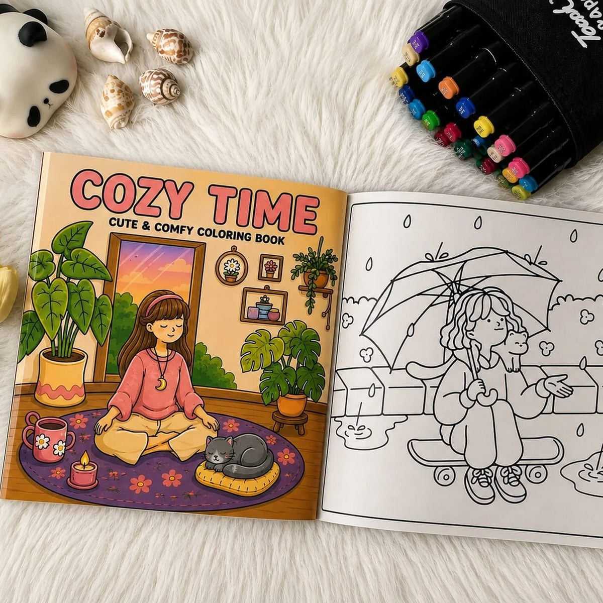 Cozy Colouring Book for Kids Teens & Adults | Relaxing Cute Coloring Pages | Perfect Gift for Art Lovers Royal Stationery Mart