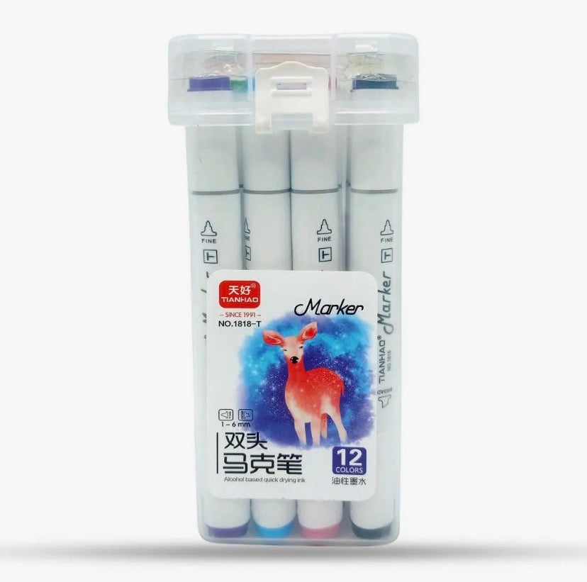 Dual Tip Alcohol Markers | Fine + Chisel Tip Markers | Sketching Markers For Artists And Beginners