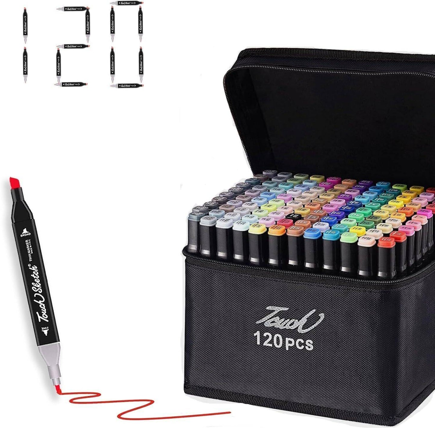 120 Colours Dual Tip Sketch Markers | Fine + Chisel Tip Dual Sided Pens Royal Stationery Mart