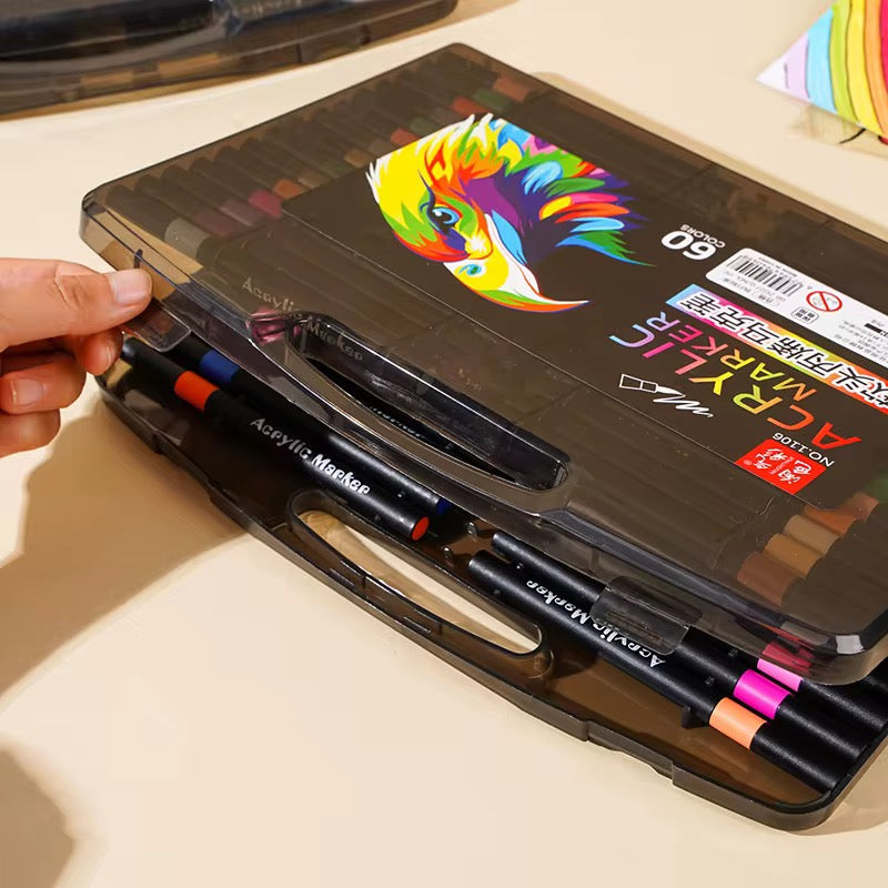 Acrylic Paint Markers Set 12 to 120 Colours | Black Case Style Acrylic Markers | Acrylic Pens for Rock Painting, Canvas, Wood, Glass, Ceramic & DIY Crafts Royal Stationery Mart