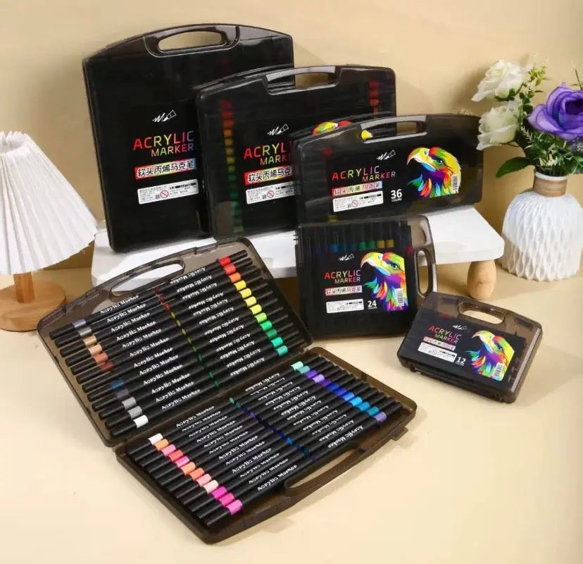 Acrylic Paint Markers Set 12 to 120 Colours | Waterproof Quick Dry Acrylic Pens for Rock Painting, Canvas, Wood, Glass, Ceramic & DIY Crafts Royal Stationery Mart