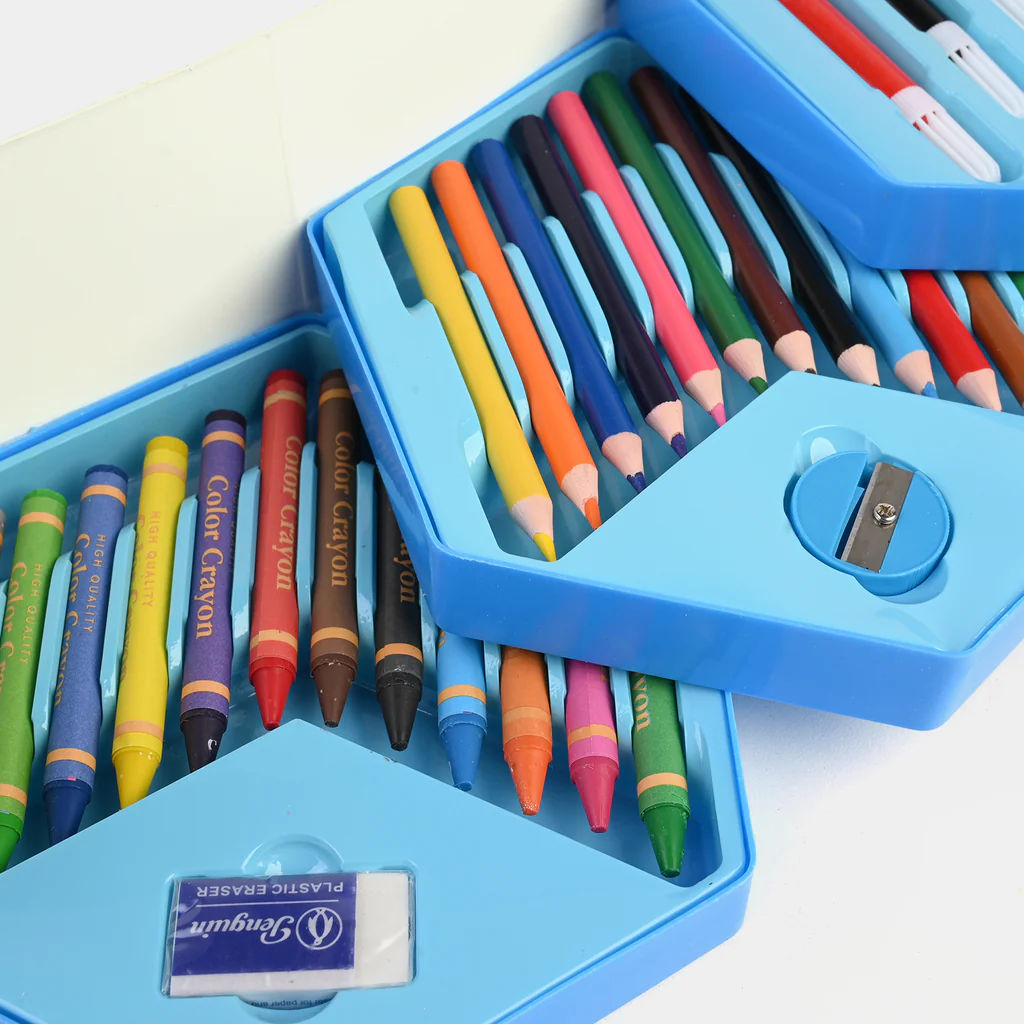 46 Pieces Kids Colouring Kit | Foldable Step Style Colouring Set For Boys And Girls