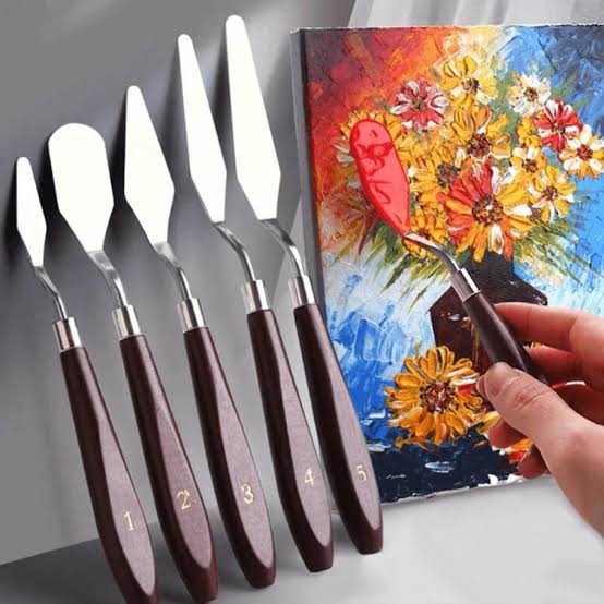 5 Piece Palette Knife Set for Acrylic & Oil Painting | Stainless Steel Painting Spatula with Wooden Handles for Canvas, Texture Art, Mixing Colors & Professional Artists Royal Stationery Mart