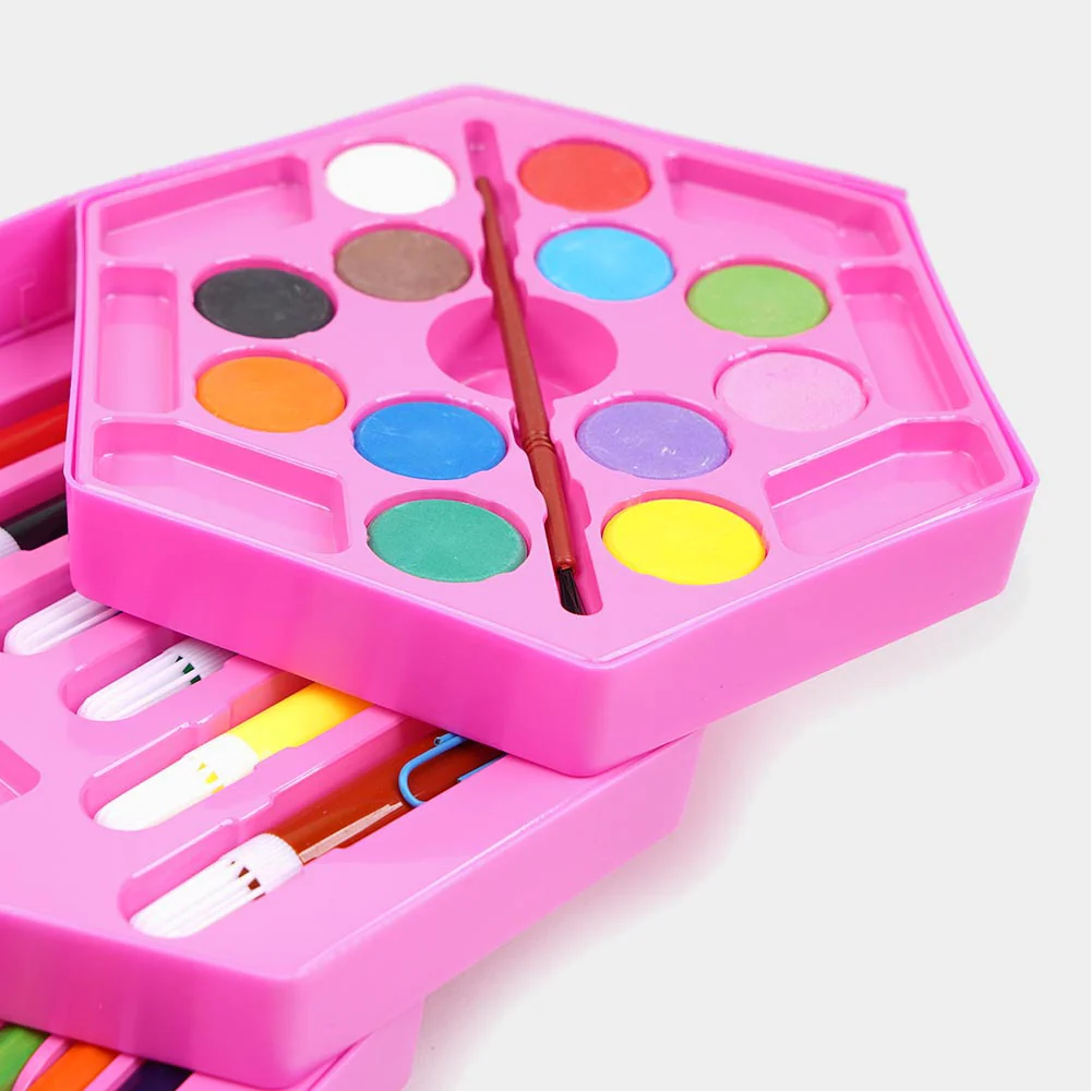 46 Pieces Kids Colouring Kit | Foldable Step Style Colouring Set For Boys And Girls