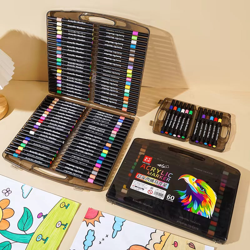 Acrylic Paint Markers Set 12 to 120 Colours | Black Case Style Acrylic Markers | Acrylic Pens for Rock Painting, Canvas, Wood, Glass, Ceramic & DIY Crafts Royal Stationery Mart