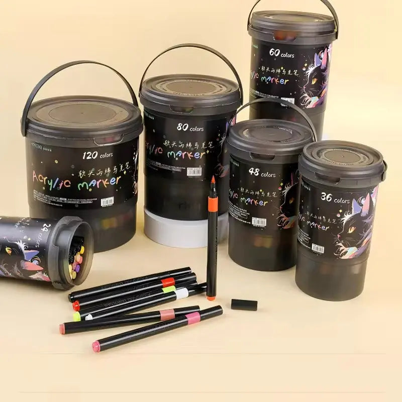 Acrylic Paint Markers Set 12 to 120 Colours | Waterproof Quick Dry Acrylic Pens Work On All Surfaces Royal Stationery Mart
