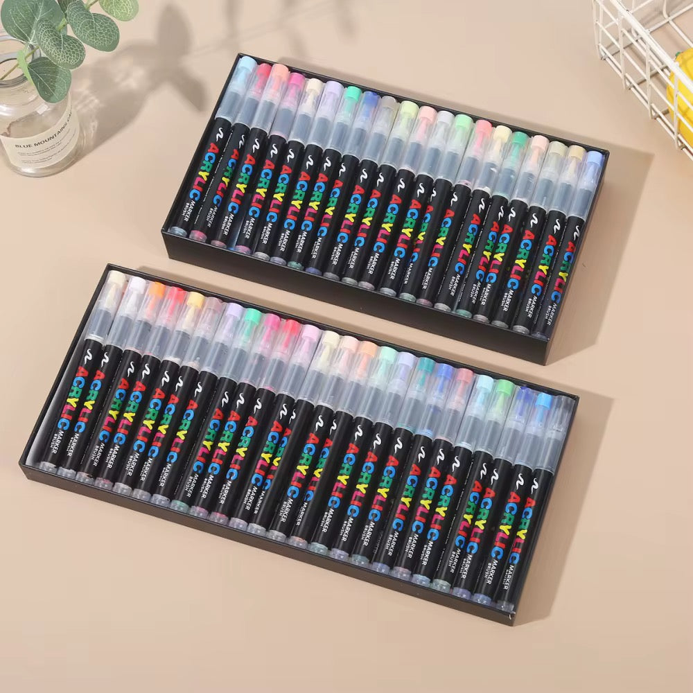 Acrylic Brush Tip Paint Markers | Premium Water-Based Paint Pens | Works on Paper, Wood, Canvas, Glass, Ceramic, Stone & Plastic | Flexible Brush Tip | Quick Dry | Non-Toxic Royal Stationery Mart