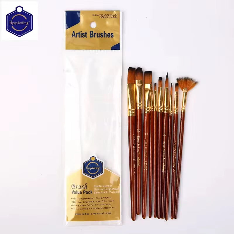 Acrylic Paint 12x6ML + Paint Brushes Bundle Royal Stationery Mart