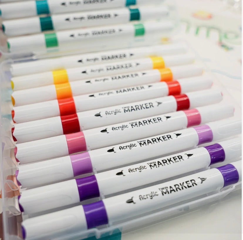 Dual Tip Acrylic Markers | Fine + Brush Tip Markers For Beginners And Artists