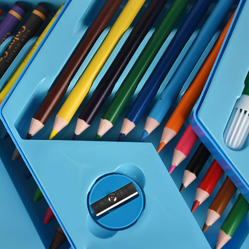 46 Pieces Kids Colouring Kit | Foldable Step Style Colouring Set For Boys And Girls