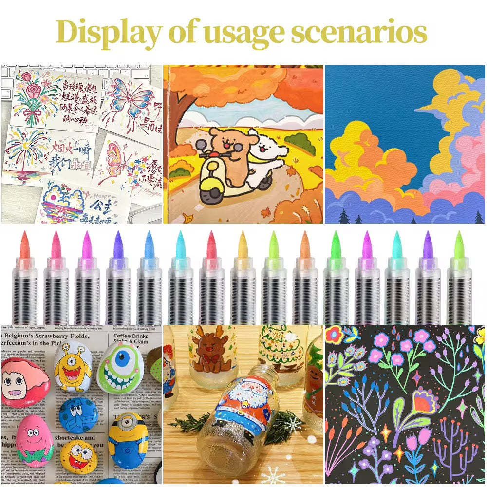 Acrylic Brush Tip Paint Markers | Premium Water-Based Paint Pens | Works on Paper, Wood, Canvas, Glass, Ceramic, Stone & Plastic | Flexible Brush Tip | Quick Dry | Non-Toxic Royal Stationery Mart